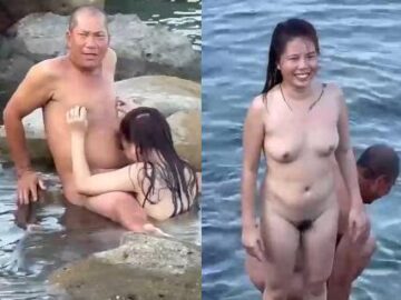 Anh già mang ghẹ ra suối tắm puclic